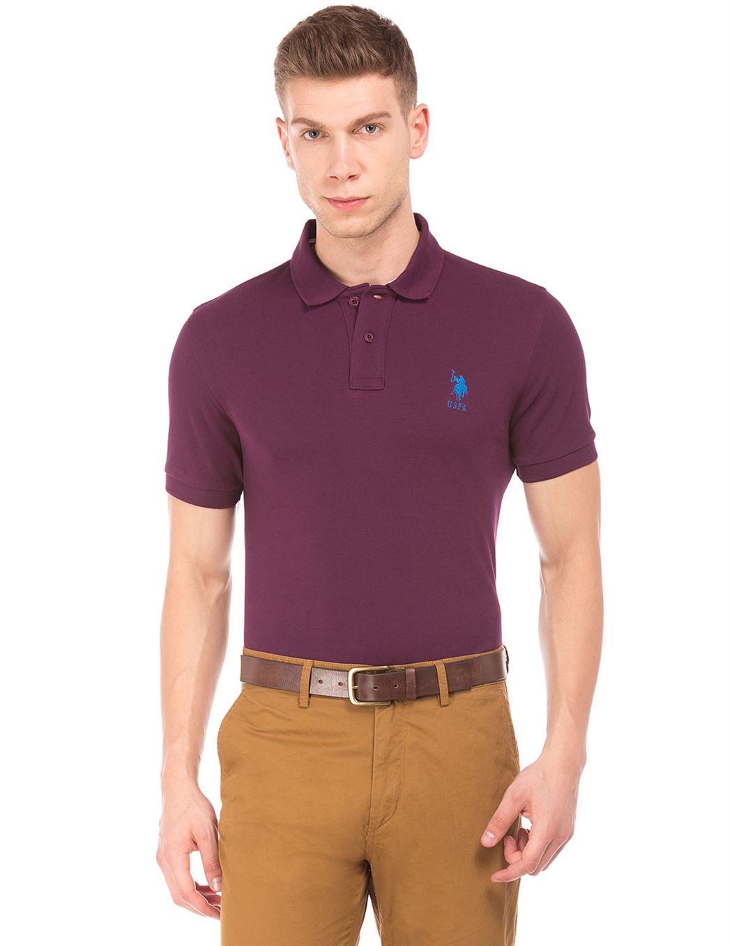 U.S. Polo Assn. Men Casual Wear Purple T-Shirt
